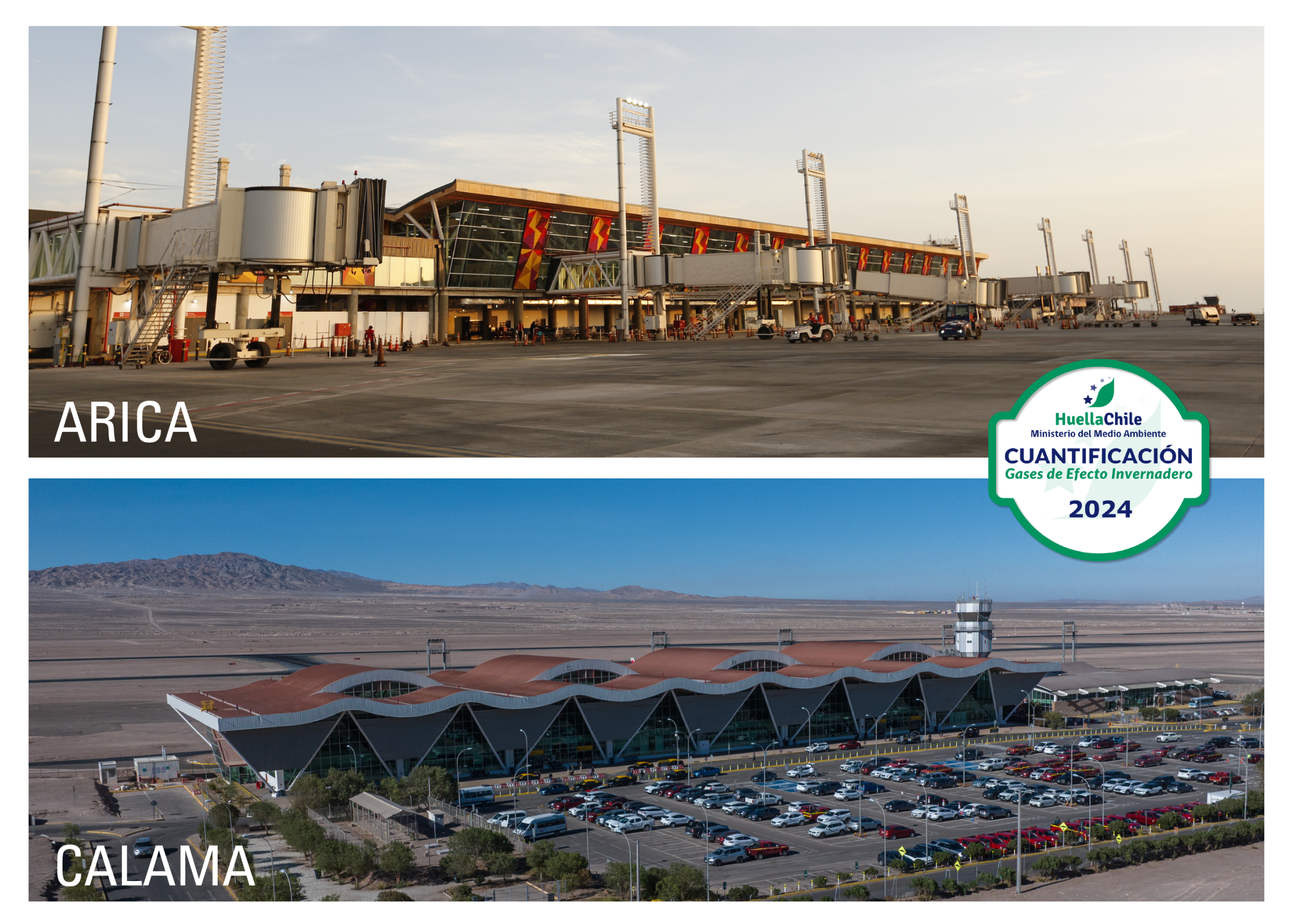 Aeropuertos de Arica y El Loa reciben el Sello de Cuantificación del programa Huella Chile